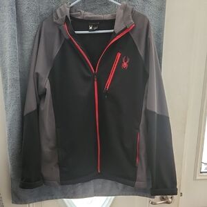 Spyder Men's Black and Gray Performance Jacket with Red Accents